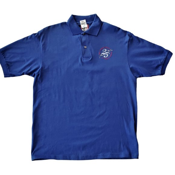 Walt Disney World - Vintage 25th Anniversary Polo Shirt NWT - Blue Men's Medium - Picture 1 of 8